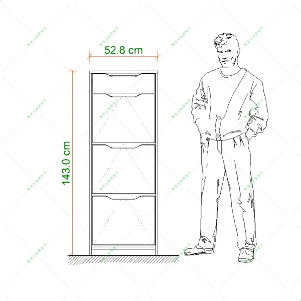 جاکفشی داشبوردی سه درب بدون پایه کشودار